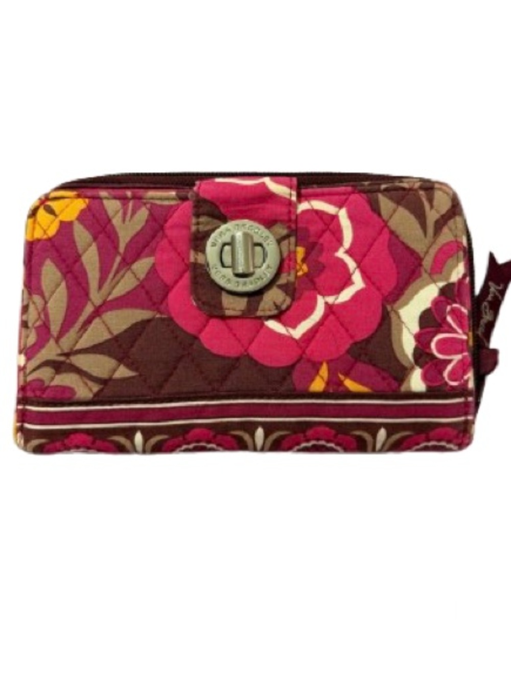 Vera Bradley”Carnaby”Bohemian Style Retro Florals Wristlet With Turn Lock